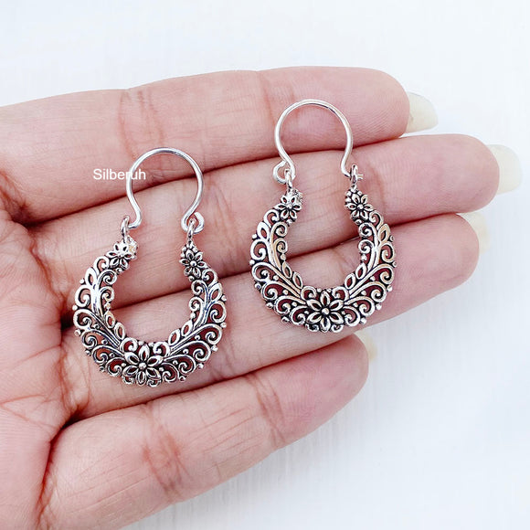 Fashion Silver Earrings Bali Hoop Black Oxidized Stock Photo - Download  Image Now - Hoop Earring, Silver - Metal, Silver Colored - iStock